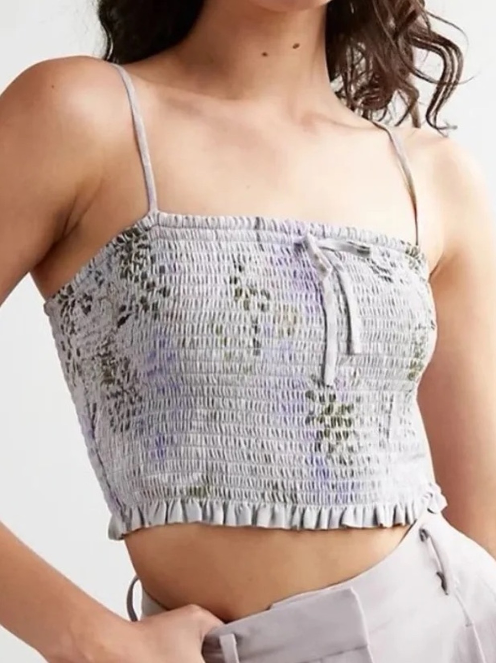 Aritzia Wilfred Smocked Cropped Tank Top : Medium